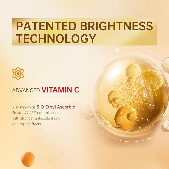 2 Pack Vitamin C Face Serum with Vitamin C, Hyaluronic Acid, Vitamin E, Serum for Dullness, Balanced Complexion, Eye Area, Fine Lines & Wrinkles, 30ml/1.01oz