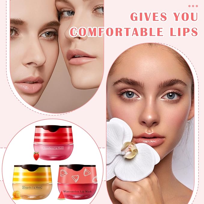 CAHIUYOA 3PCS Bee Lip Balm Honey Sleeping