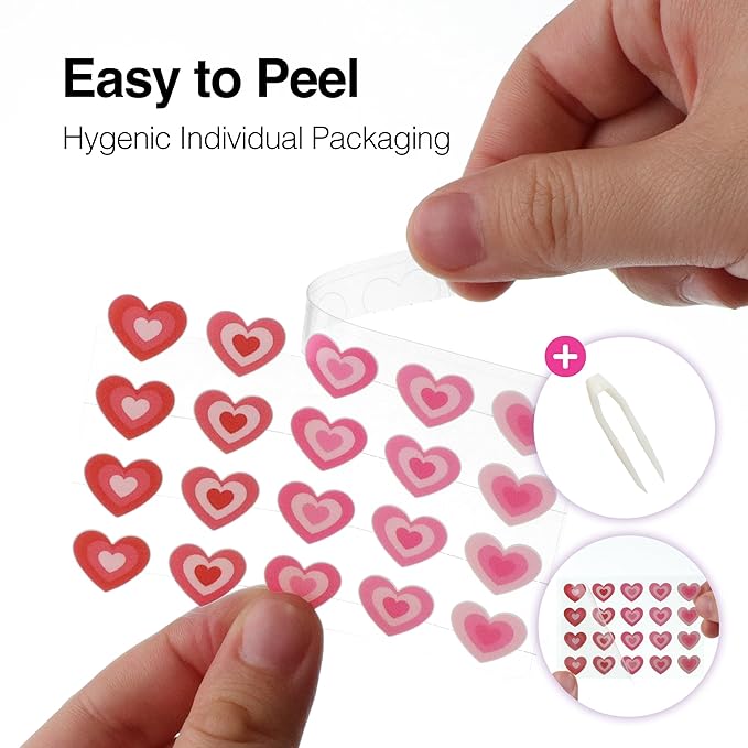 FreeGo XOXO Hydrocolloid Pimple Patch, 120 Counts | Cute Colorful Heart Shape | Salicylic Acid, Niacinamide, CICA, Tea Tree, Eucalyptus | Absorb, Heal Pimple and Protect Skin