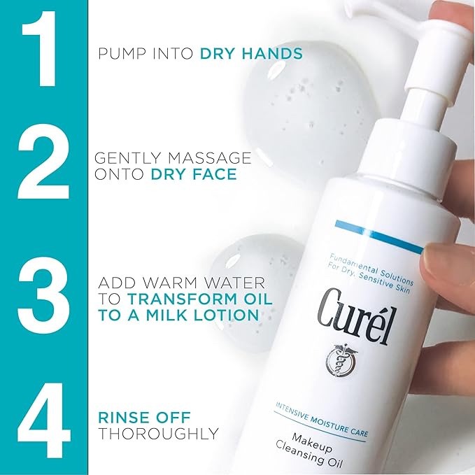 Curel Japanese Skin Care Makeup Cleansing Oil for Face, Oil-Based Makeup Remover for Dry, Sensitive Skin, Fragrance Free Facial Cleansing Oil, 5 Oz