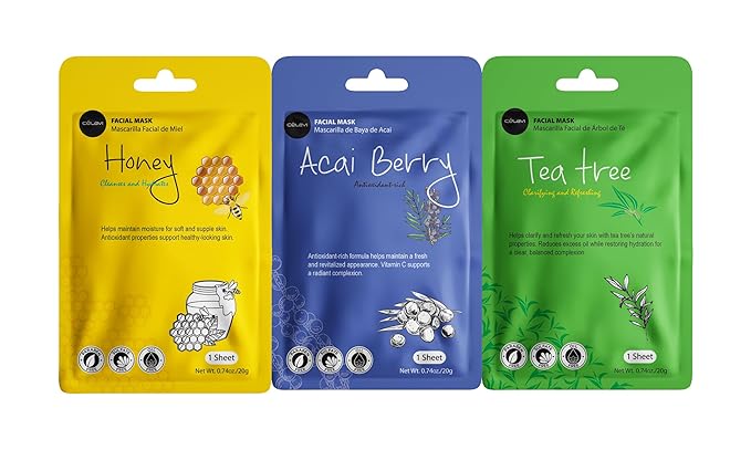 Celavi Essence Facial Sheet Face Mask Variety Set Classic Authentic Korean Moisturizing Skincare (12-Packs)