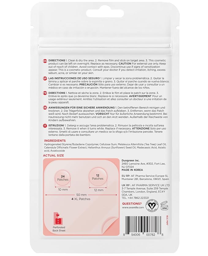 AVARELLE Acne Pimple Patch (40 Count) Absorbing Hydrocolloid Spot Treatment with Tea Tree Oil, Calendula Oil and Cica, Certified Vegan, Cruelty Free (VARIETY / 40 COUNT)