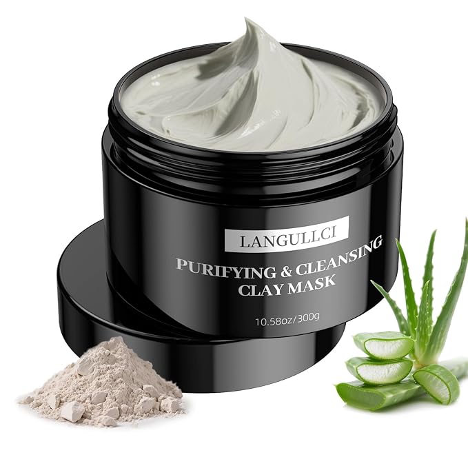 Purifying Kaolin Face Mask - Blackhead Remover and Oil Control for Sensitive/Oily/Dry Skin | Deep Recovery Clay Facial Mask with Bentonite | Detox Scrub and Pore Cleaner, 10.5oz/300g