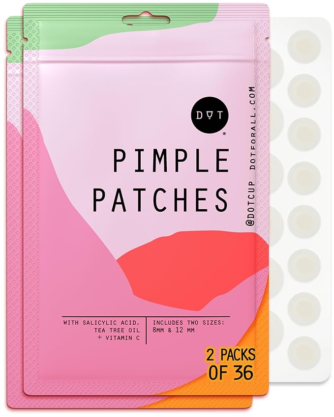 Dot Pimple Zit Patches for Face – Dermatologist Recommended & Ranked 1 for Most Effective Blemish Support – All Natural Hydrocolloid Acne Stickers with Vitamin C & Salicylic Acid (8 & 12 mm, 72 ct)