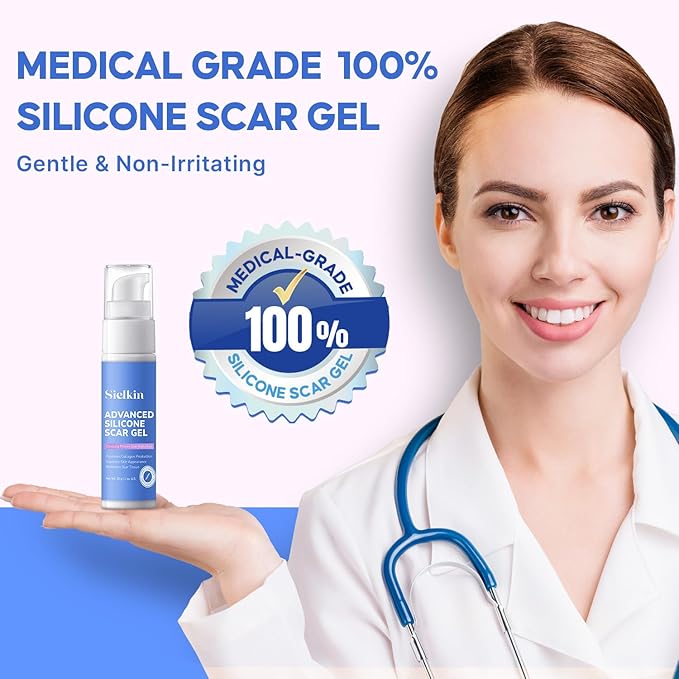 Advanced Silicone Scar Removal Cream - Medical Grade Surgical Scars Gel for Face & Body - New & Old Scars Treatment for Acne, Burns & Surgery, Kids Over 6 Months, 1 oz