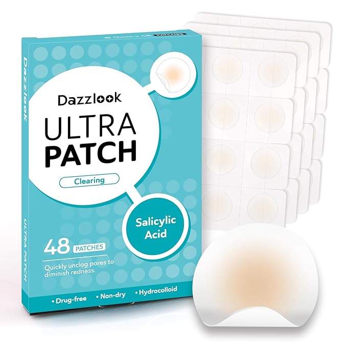 Ultra Pimple Patches, Zits and Blemishes Patch with Salicylic Acid (48 Counts), Invisible Hydrocolloid Spot Patch Day & Night Absorbing Patch for Face and Skin