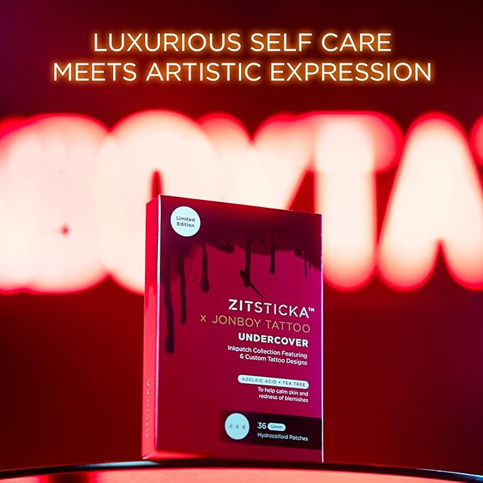 ZitSticka Pimple Patches for Face and Body, Hydrocolloid Patches to Cover Zits & Blemishes, Zit Spot Stickers, Body Blemish Patch (Jonboy InkPatch Collection Cute Pimple Patches 36 Pack)