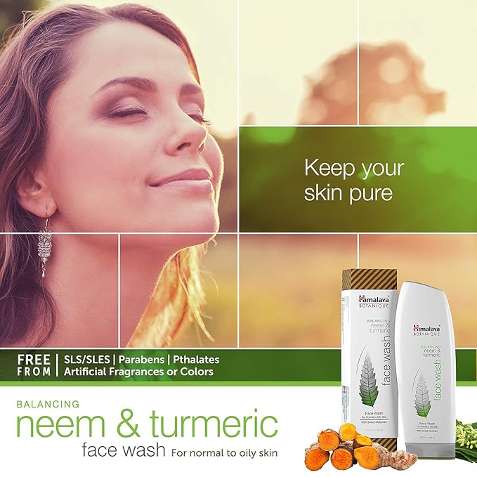 Himalaya Botanique Balancing Neem & Turmeric Face Wash, Dermatologically Tested, Vegan, Cruelty Free, Paraben Free, SLS Free, 5.07 Fl Oz, 150 ml