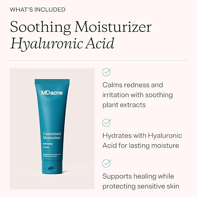 MDacne 3 Step Benzoyl Peroxide Acne Treatment Kit - Benzoyl Peroxide Cream 2.5%, Salicylic Acid Cleanser, Niacinamide Moisturizer – Medicated Plant-Based Kit for Adult & Teen Acne, 30 Day Acne Kit