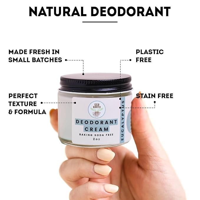 ECO ROOTS Natural Deodorant for Women & Men | Organic Deodorant Cream Non Aluminum | Baking Soda Free Healthy Deoderant for Body & Private Parts | All Vegan Pit Paste Zero Sweat | Eucalyptus Scent