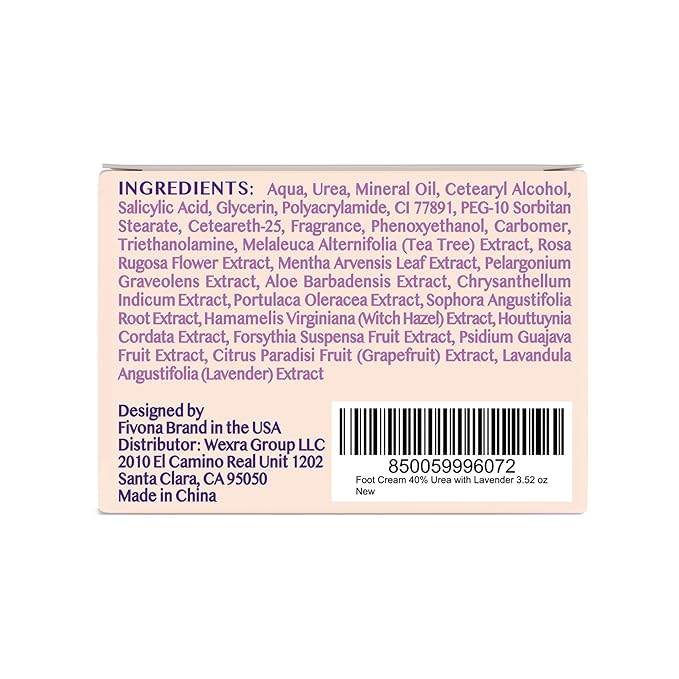 FIVONA 40% Urea Cream with 2% Salicylic Acid - Foot Cream with Tea Tree and Lavender Extracts Foot Lotion for Dry Cracked Heels, Dead Skin & Callus Remover, Feet Moisturizer Repair Cream