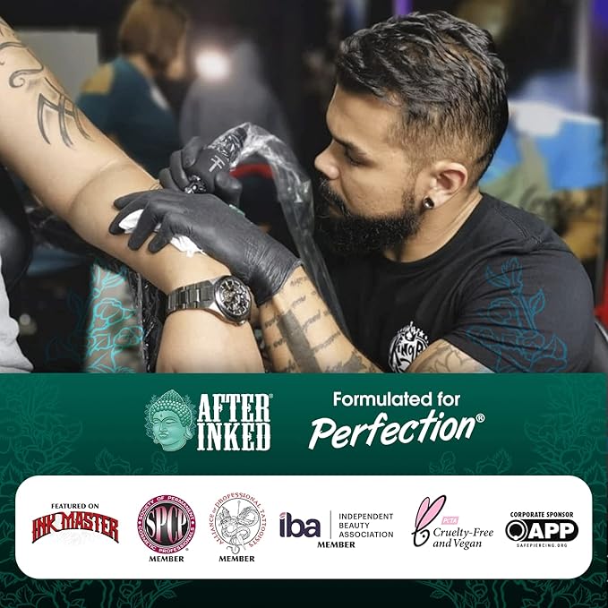 After Inked Tattoo Aftercare Lotion – Moisturizing Balm for Inked Skin, As Seen on INK MASTER – Hydrating Cream with Grape Seed Oil, Skin Nourishment & Daily Maintenance – 3 Fluid oz Tube (2-Pack)
