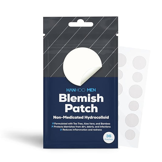 Hanhoo Men’s Blemish Patch, 36 Count, with Tea Tree, Aloe, and Bamboo, Acne Spot Treatment, Soothes Skin, Invisible Pimple Patches, Korean Skincare