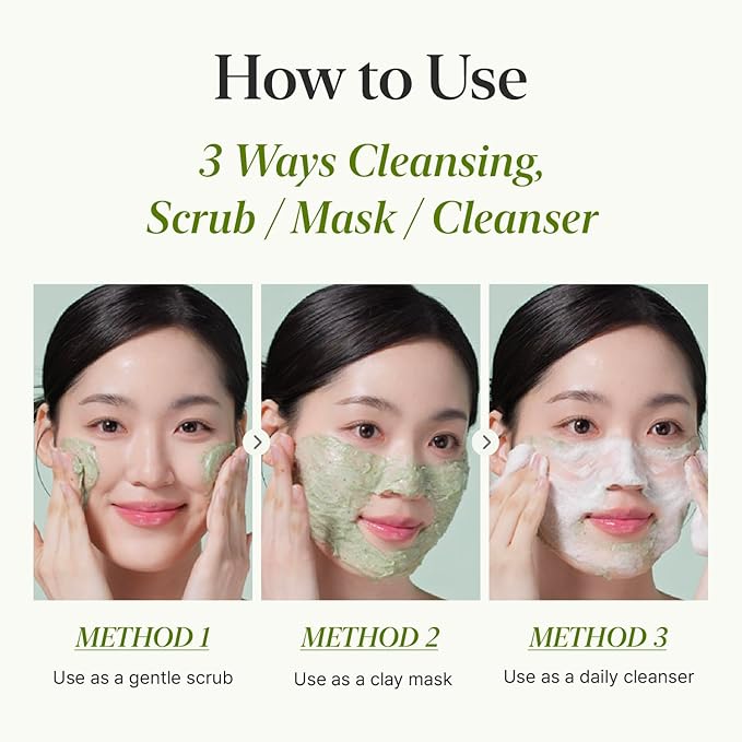 CKD Green Plum AHA·BHA Mochi Mask Face Cleanser - Dual-Action Makeup Remover and Daily Facial Wash with Controls Sebum, Tightens Pores, Removes Blackheads. All Skin Types. 4.58 oz