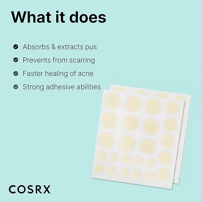 COSRX Acne Pimple Patch Absorbing Hydrocolloid Original 3 Size Patches for Blemishes and Zits Cover, Spot Stickers for Face and Body, Not Tested on Animals