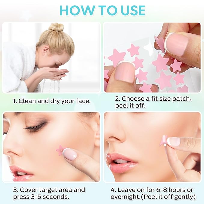 Zit Patches,Hydrocolloid Star Pimple Patches for Face,Acne Patches for Face,Invisible Blemish Patches with Tea Tree, Salicylic Acid and Centella Asiatica 306 Count,Vegan,Suitable for All Skin Types