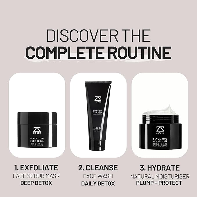 Black Oud Charcoal Face Wash for Men – Daily Detox Activated Charcoal Face Cleanser – Premium Mens Skincare – Refreshing Face Wash Gift for Men, 100ml