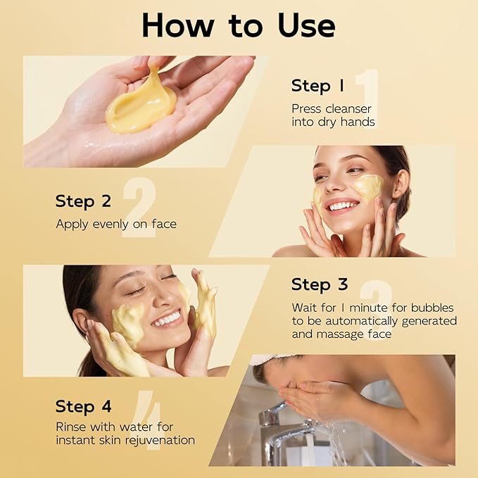 4 in 1 Bubble Turmeric & Kojic Acid for Face Cleanser - Turmeric Face Wash Foaming Cleanser - Exfoliation Deep Cleansing of Facial Skin - Suitable for Sensitive Skin - 3.38OZ