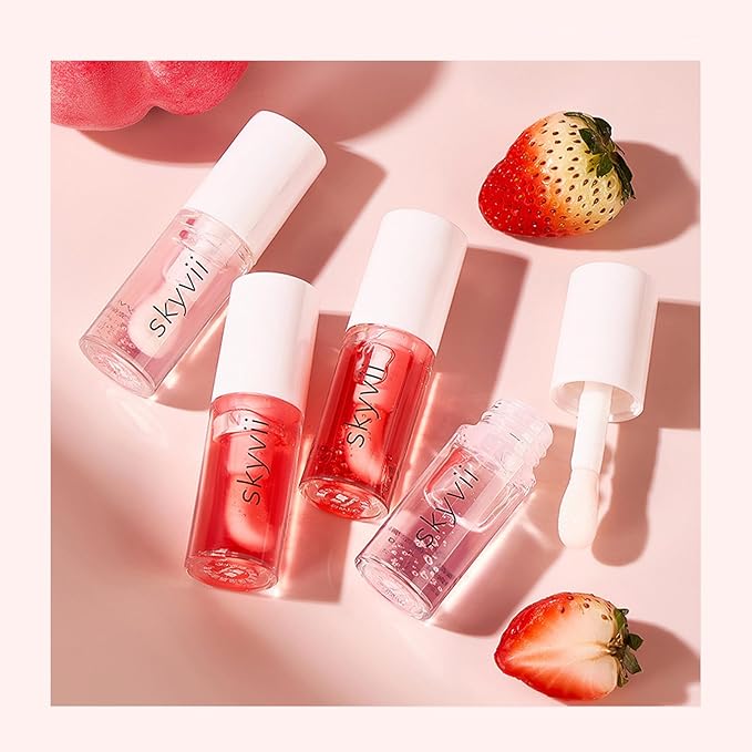 4PCS Fruit Smooth Plumping Lip Glow