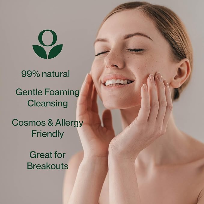 Balmonds tea tree face wash - 99% natural foaming cleanser with lemongrass for sensitive, breakout-prone skin, vegan, paraben-free, 4.2 fl oz