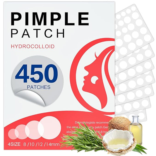 450 Pimple Patches for Face, Hydrocolloid Acne Patches for Zit Covers, Mighty Patch Acne Invisible Zit Patches for Face, 4 Sizes