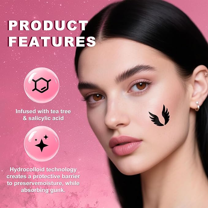 Pimple Patches,Acne Patches,Pimple Patches for Face,Acne Absorbing Cover Patchs,Black Star & Wing Shaped,Salicylic Acid & Tea Tree Oil,Hydrocolloid Pimple Patches(95 Count)