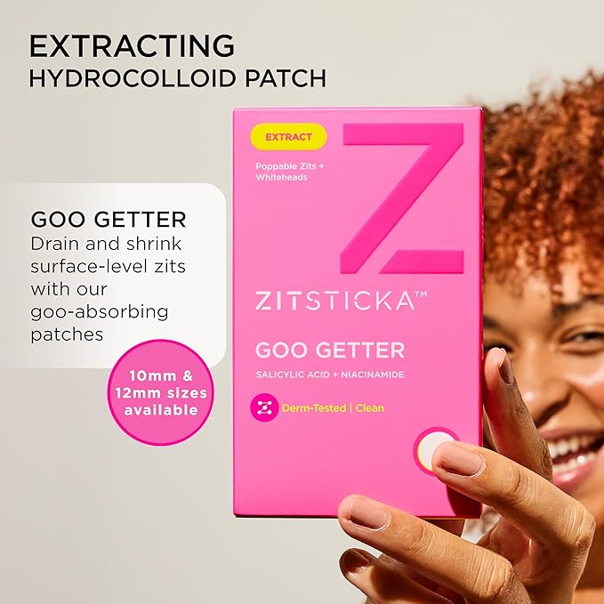 ZitSticka Pimple Patches for Face and Body, Hydrocolloid Patches to Cover Zits & Blemishes, Acne Patches or Zit Spot Stickers, Body Blemish Patch (GOO GETTER 72 Pack)