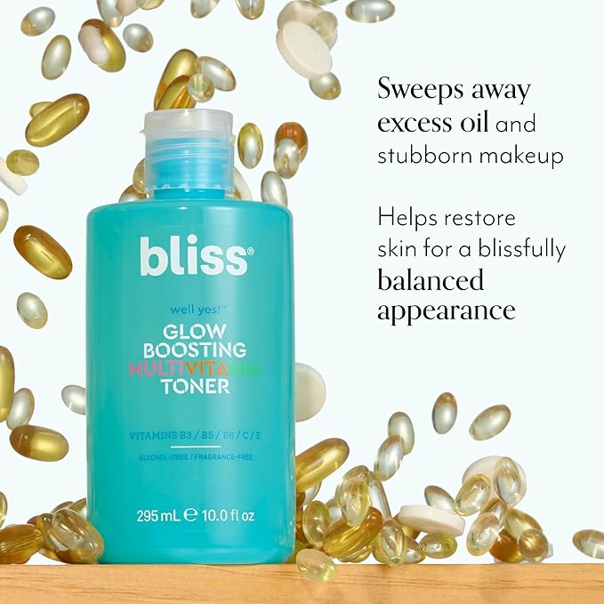 Bliss Well Yes Hydrating Toner with Vitamin B3, B5, B6, C & E - Brightens, Soothes, and Balances Skin - Alcohol-Free, Ideal for Sensitive & Oily Skin