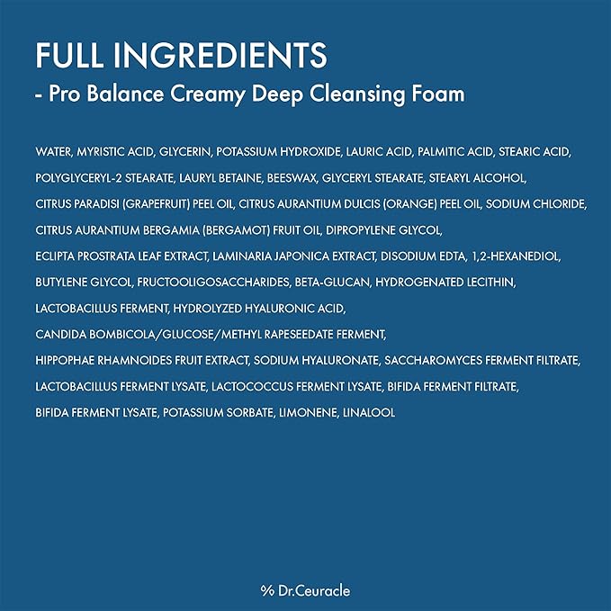 Dr.Ceuracle Pro Balance Creamy Deep Cleansing Foam - Korean Daily Hydrating Facial Wash, Oil & Moisture Balance Cleanser (150 ml / 5.07 fl. oz.)