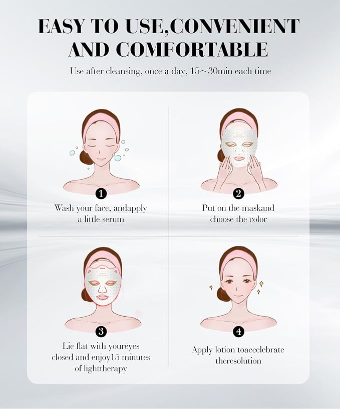 Red Light Therapy for Face, 7 Colors LED Face Mask Light Therapy At Home, Led Face Mask Light Therapy, White