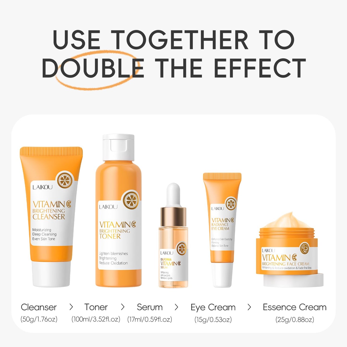 LAIKOU Vitamin C Skin Care, Skin Care Set, Face Mask, Eye Mask, Lip Mask with Serum, Cleanser, Toner, Eye Cream, Essence Cream for Women Teen Girls Mom Daughter Mother's Day Christmas Birthday