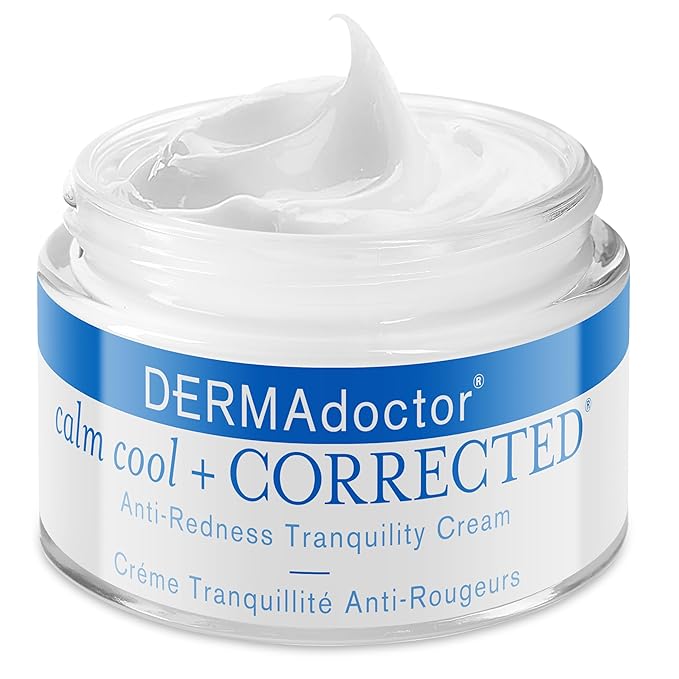 DERMAdoctor Redness & Itchy Skin Relief Calm Cool + Corrected Tranquility Cream for Sensitive Skin | moisturizing face cream Hydration with Squalane & Hyaluronic Acid White Tea Extract – 1.7oz