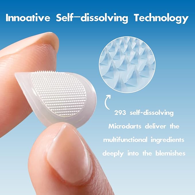 Microdart Pimple Patch for Deep Blemish, Hydrocolloid Acne Patch with Salicylic Acid, Nicotinamide, CICA, Tea Tree Oil Targe Early Stage & Underground Zit Breakout (16 Counts)