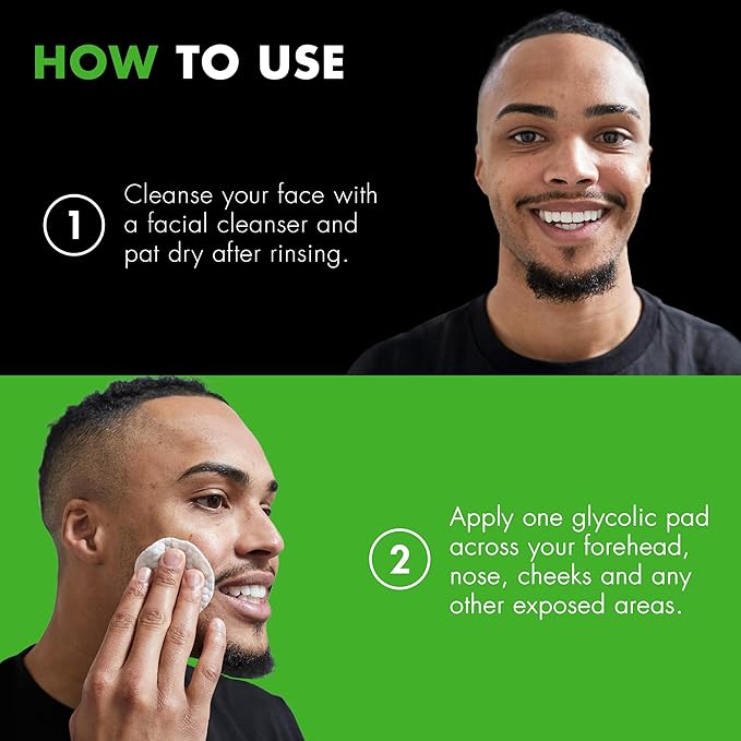 Tiege Hanley Glycolic Acid Pads for Men, 1-Pack - Exfoliating Face Cleansing Pads for Forehead, Nose & Cheeks - Men's Daily Skin Care Facial Wipes.18.5% Acid Complex (Glycolic, Salicylic & Lactic).