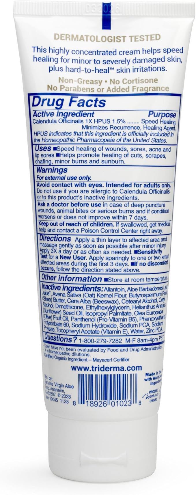 TriDerma Intense Fast Skin Healing Cream for Hard-to-Heal Skin Irritations, Sores, Rashes, Dry, Cracked Hands, Cuts, Chafing, Burns, Scrapes - First Aid Kit Essential - FSA Eligible - 4.0 oz Tube