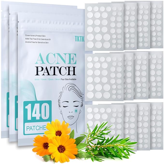 Pimple Patch Acne Patch, 4 Sizes 420 Patches Acne Absorbing Cover Patch, Hydrocolloid Invisible Acne Patches For Face Zit Patch Acne Dots Tea Tree, Calendula Oil - 3 Pack
