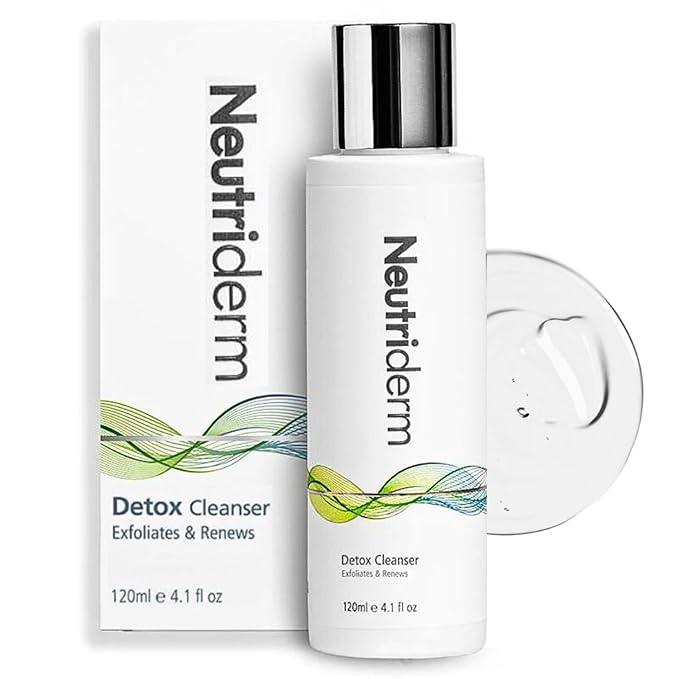 NEUTRIDERM Detox Gentle Exfoliating Face Wash – Glycolic Acid Gel Cleanser for Acne-Prone, Oily & Combination Skin – Deep Cleanser, Pore Refining, Waterproof Makeup Remover – 120ml (4.1 fl oz)