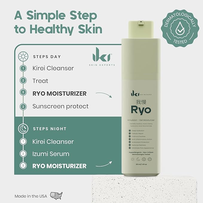 RYO Emulsion Gel Moisturizer - Lightweight Face Lotion with Hyaluronic Acid, Niacinamide & Centella Asiatica - Hydrates, Soothes & Strengthens Barrier - For Sensitive & Acne-Prone Skin