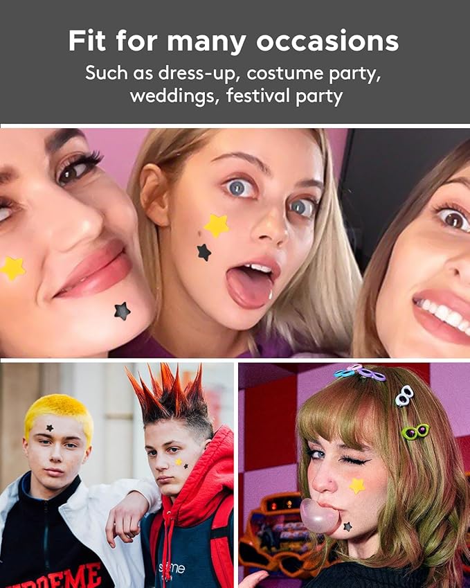 LitBear Acne Patch Pimple Patch, Black & Yellow Star Shaped Acne Absorbing Cover Patch, Hydrocolloid Acne Patches For Face Zit Patch Acne Dots, Tea Tree Oil + Centella, 112 Patches, 14mm & 10mm