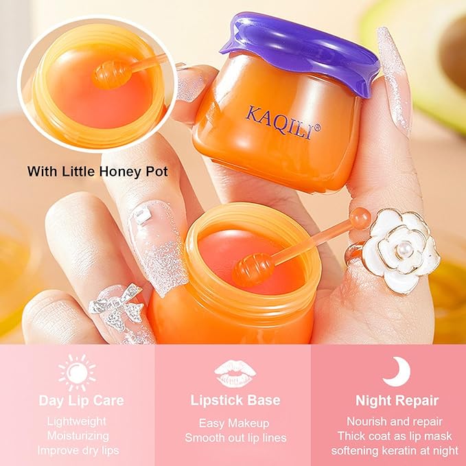 Honey Pot Lip Balm, 4Pcs Honey Hydrating