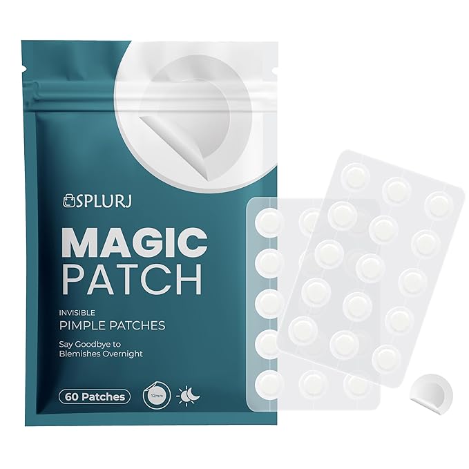 MAGIC PATCH - Pimple Patches - Invisible Fast-Acting Acne Spot Care for Face & Body - Skin Care Patch for Treating Pimples, Blackheads & Zits - Vegan Hydrocolloid - 60 Pore Patches - By SPLURJ
