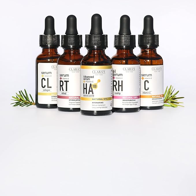 CLARA'S NEW YORK Retinol Facial Serum with Vitamin E – Anti-Aging, Wrinkle & Fine Line Reduction – Hydrating Face Serum – 30ml / 1 fl oz – Made in USA