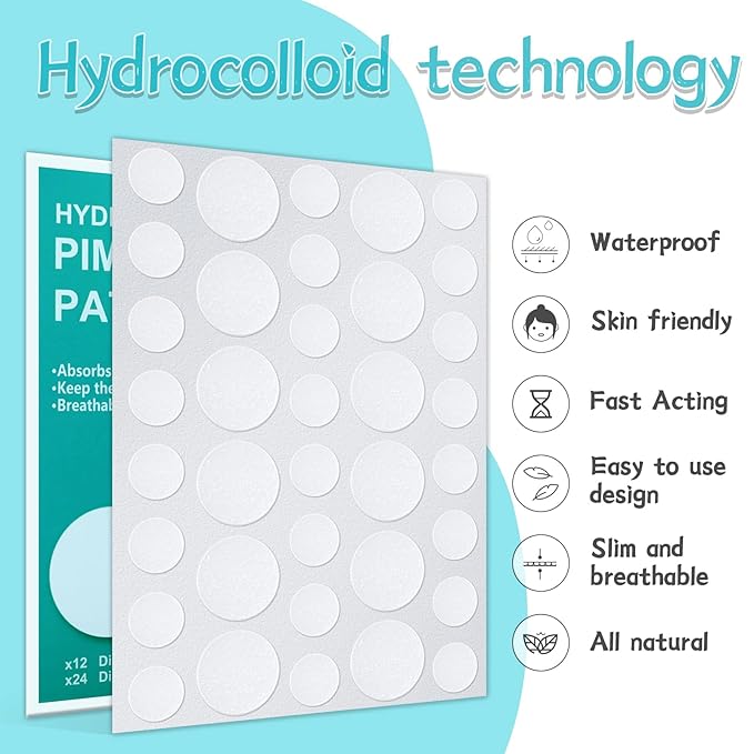 180 Counts Pimple Patches for Face Hydrocolloid Acne Patches for face Invisible Zit Patches for Face Pimple Patch Acne Spot Treatment Patch Blemish Patches Cover Patches Stickers