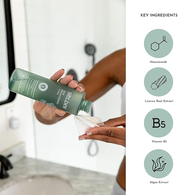 Bolden Skin Brightening Toner for Face - Exfoliating Toner for Oily Skin with AHA Glycolic Acid, Niacinamide & Hyaluronic Acid | Helps Reduce Breakouts, Fade Dark Spots & Refine Pores | 8.0 Fl Oz