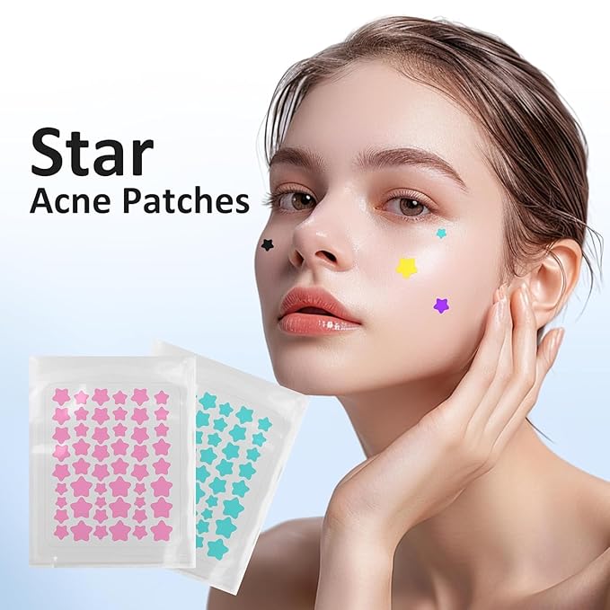 Star Pimple Patches for Face, Acne Patches, Cute Colorful Star Zit Covers with Hydrocolloid & Tea Tree Oil, Salicylic Acid Cica Extract 4 Sizes (8mm/9mm/11mm/14mm) | 255 Count