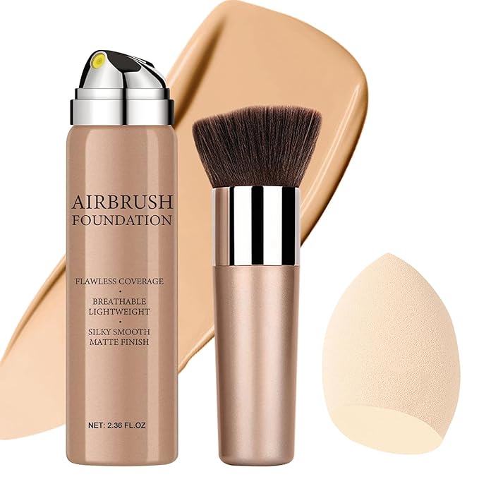 Airbrush Foundation Makeup Spray, Long Lasting Waterproof Full (#2 Beige) 2.36oz