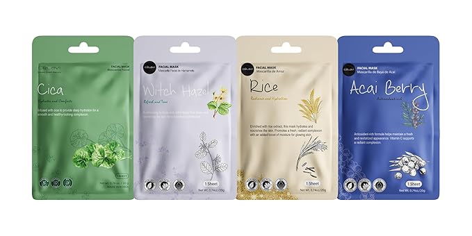 Celavi K-Beauty Skincare Essence Facial Face Mask Korea Skin Care Moisturizing C Set 12 Pack