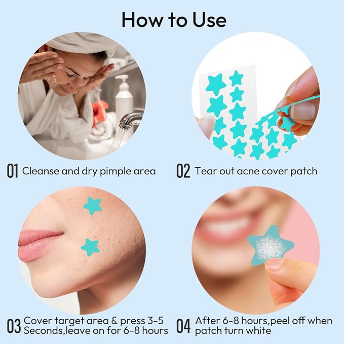 Pimple Patches for Face 335 Patches-255 Round & 80 Star Cute Coloful Acne Patches,Hydrocolloid Pimple Patch Colorful Spot Stickers w/Tea Tree, Salicylic Acid & Cica Oil| Classic & Fashion Zit Covers