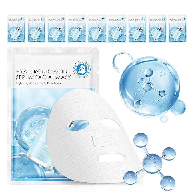 Facial Masks Skincare for Women,Salicylic Acid Moisturize Face Mask Sheet for Girl,Hydrating Face Mask for All Skin Types,Dry Skin & Sensitive Skin(10-Packs)