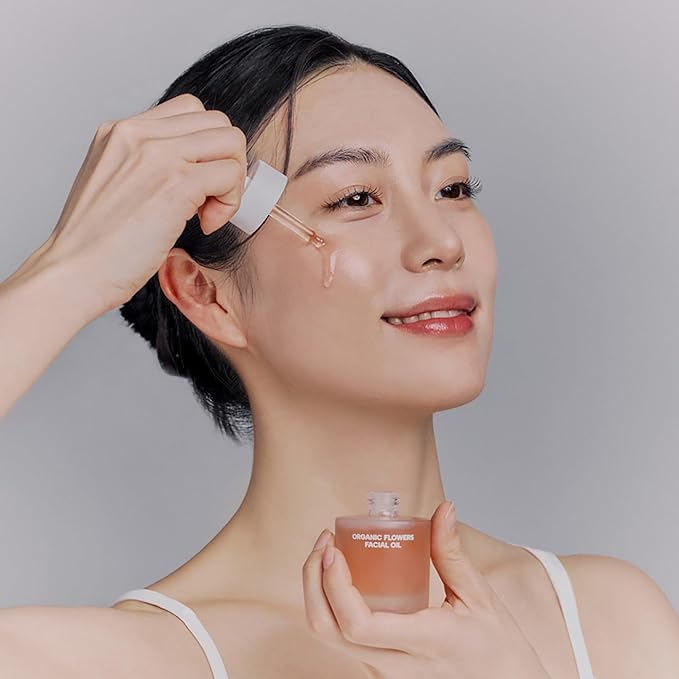 Whamisa Organic Flowers Deep Rich Facial Oil, Hydrating Watery Formula with Fermented Ingredients & Postbiotics, Nourishing, Glowing Hydration (32ml)